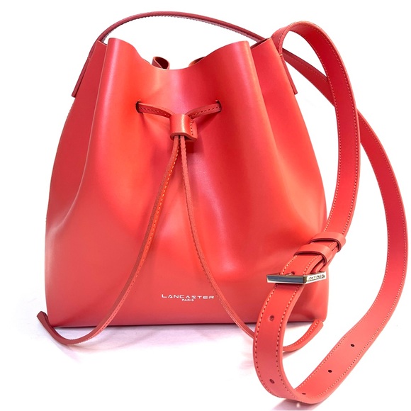 Lancaster Paris Orange Leather Bucket Bag - Picture 4 of 12